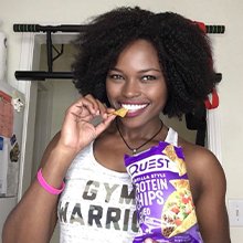 Woman eating chips