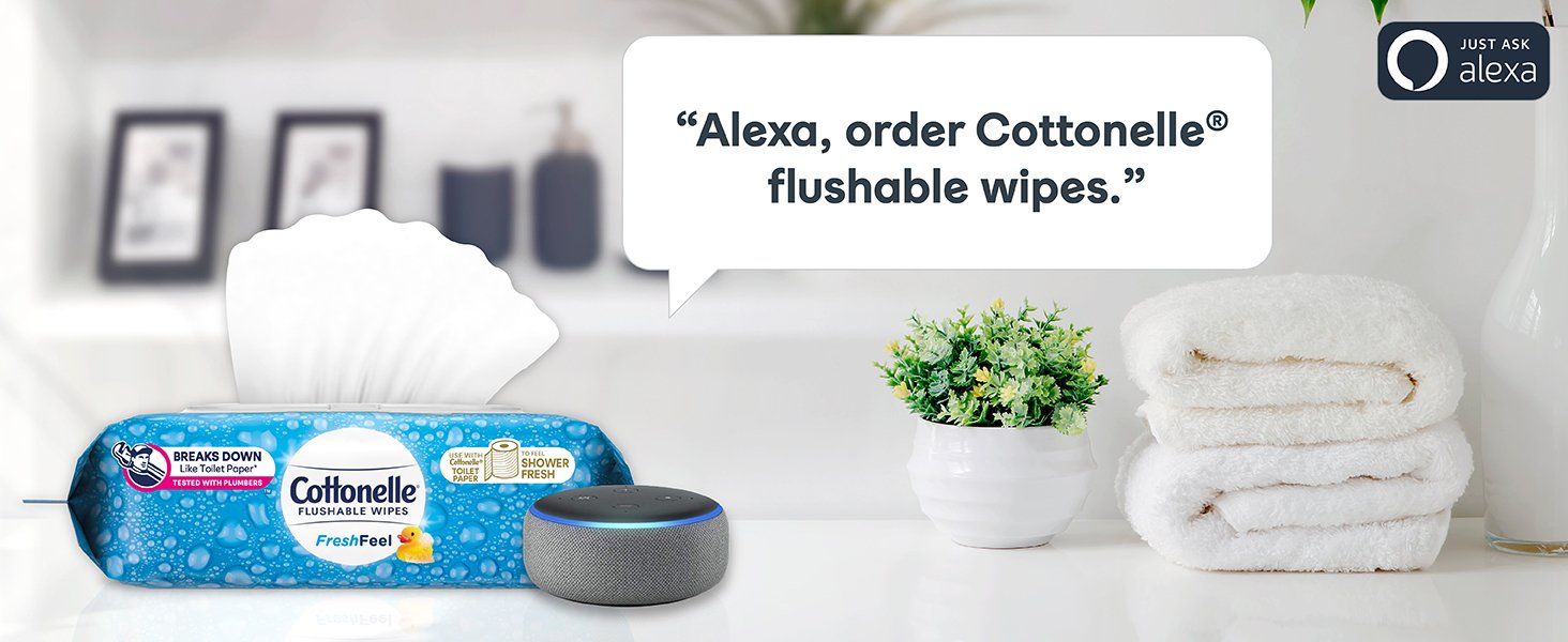 Alexa order cottonelle flushable wipes